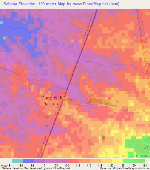 Sabana,Cuba Elevation Map
