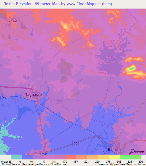 Rosita,Cuba Elevation Map