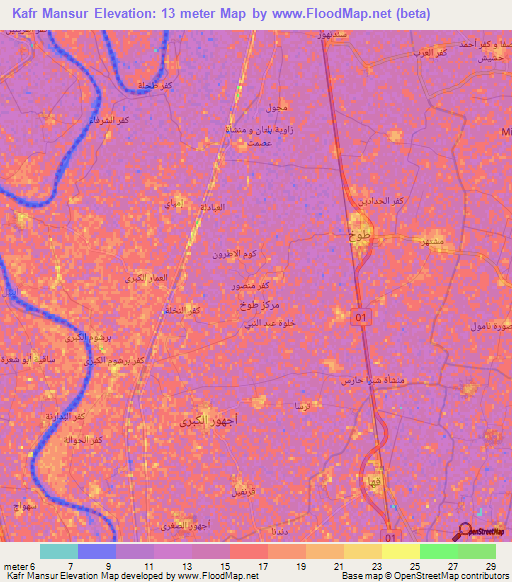 Kafr Mansur,Egypt Elevation Map