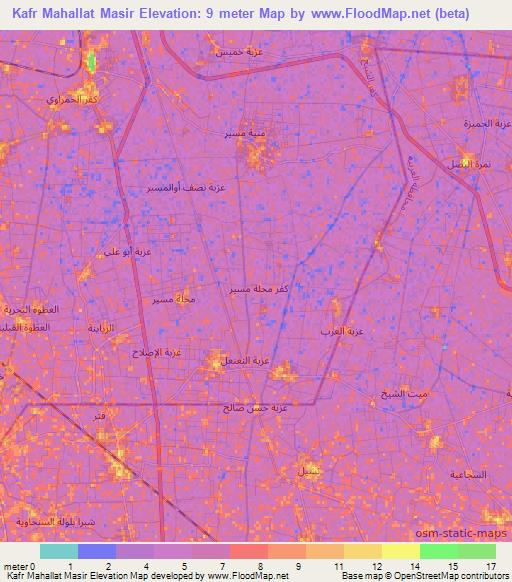 Kafr Mahallat Masir,Egypt Elevation Map