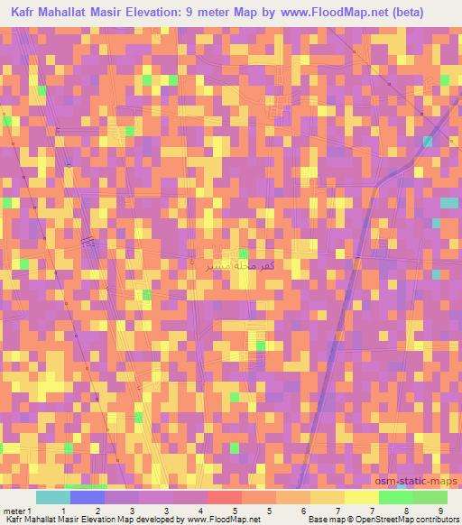 Kafr Mahallat Masir,Egypt Elevation Map