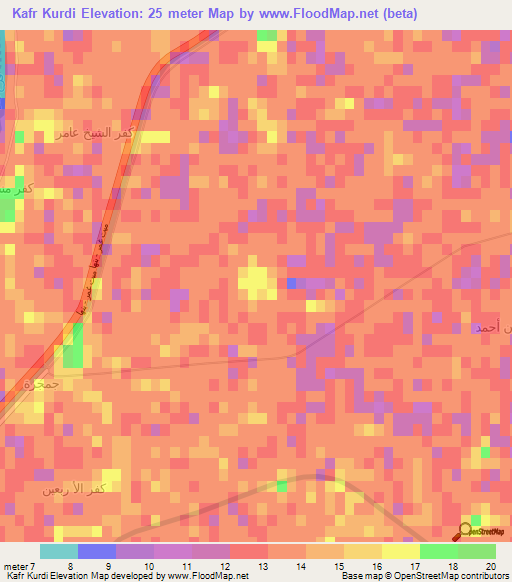 Kafr Kurdi,Egypt Elevation Map