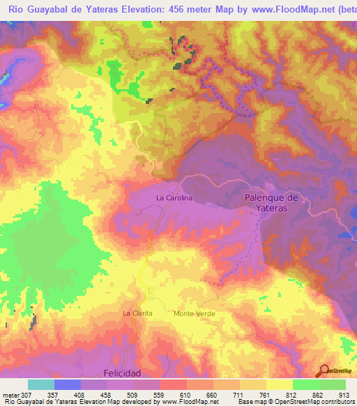 Rio Guayabal de Yateras,Cuba Elevation Map