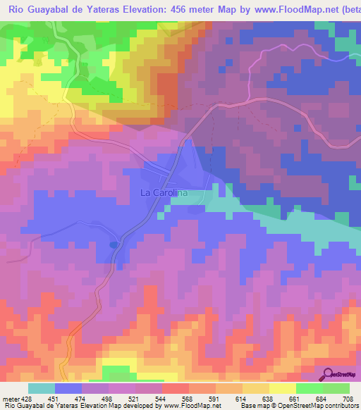 Rio Guayabal de Yateras,Cuba Elevation Map