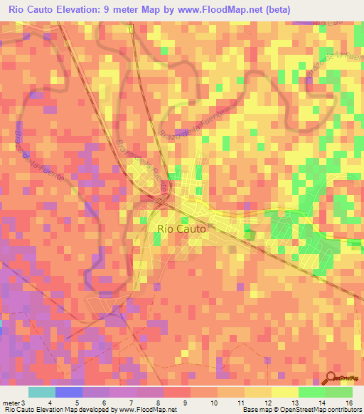 Rio Cauto,Cuba Elevation Map