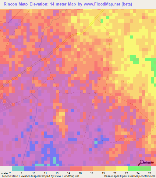 Rincon Mato,Cuba Elevation Map