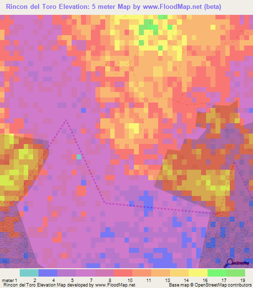 Rincon del Toro,Cuba Elevation Map