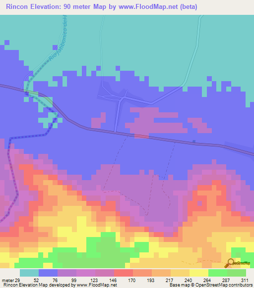 Rincon,Cuba Elevation Map