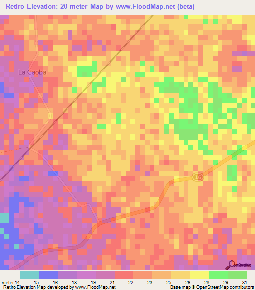Retiro,Cuba Elevation Map