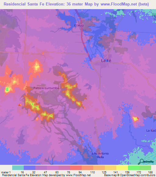 Residencial Santa Fe,Cuba Elevation Map