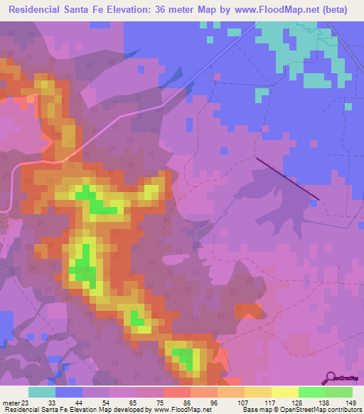 Residencial Santa Fe,Cuba Elevation Map