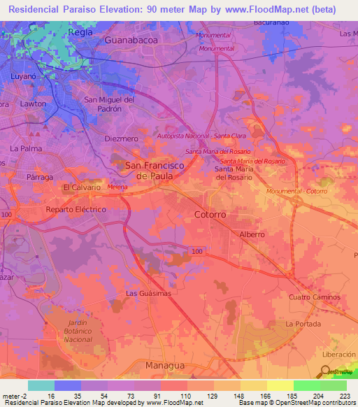 Residencial Paraiso,Cuba Elevation Map