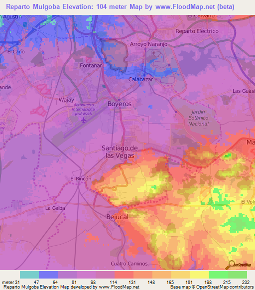 Reparto Mulgoba,Cuba Elevation Map
