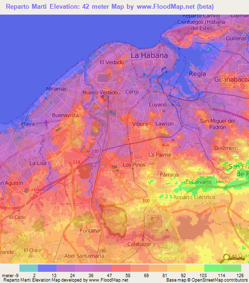 Reparto Marti,Cuba Elevation Map
