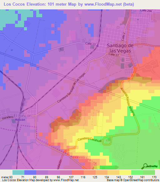 Los Cocos,Cuba Elevation Map