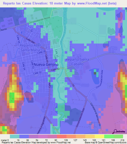 Reparto las Casas,Cuba Elevation Map