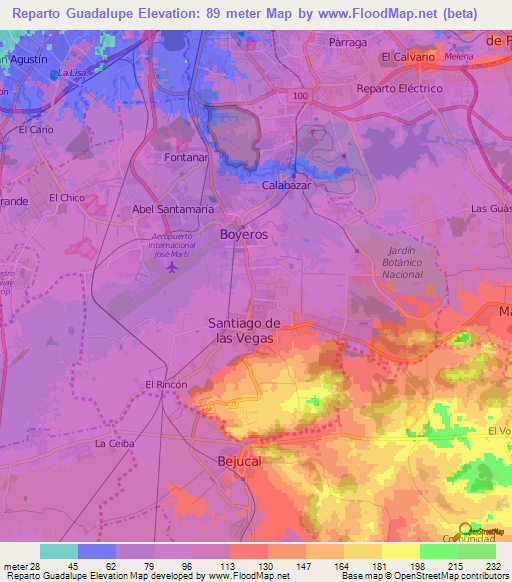 Reparto Guadalupe,Cuba Elevation Map