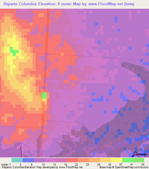 Reparto Columbia,Cuba Elevation Map