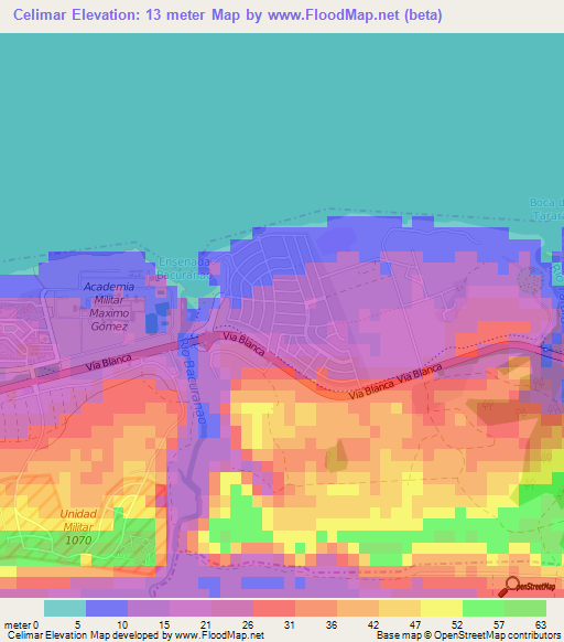 Celimar,Cuba Elevation Map