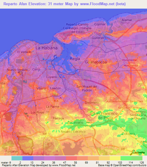 Reparto Afan,Cuba Elevation Map