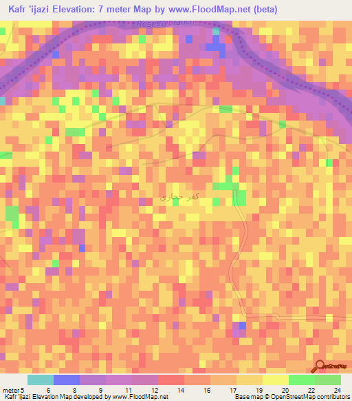 Kafr 'ijazi,Egypt Elevation Map