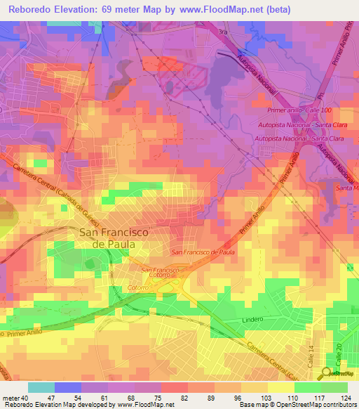 Reboredo,Cuba Elevation Map