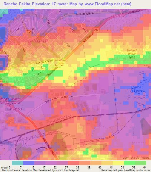 Rancho Pekita,Cuba Elevation Map