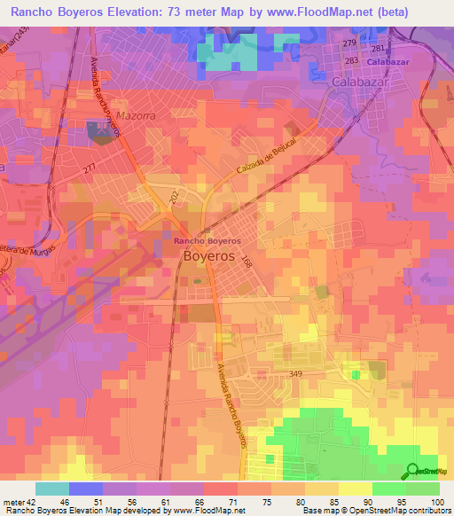 Rancho Boyeros,Cuba Elevation Map