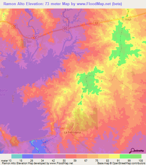 Ramon Alto,Cuba Elevation Map