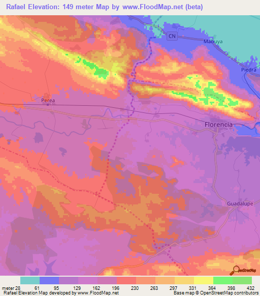 Rafael,Cuba Elevation Map