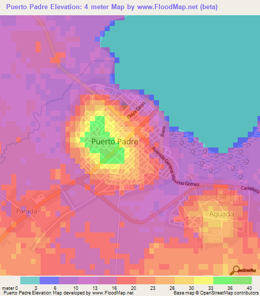 Puerto Padre,Cuba Elevation Map