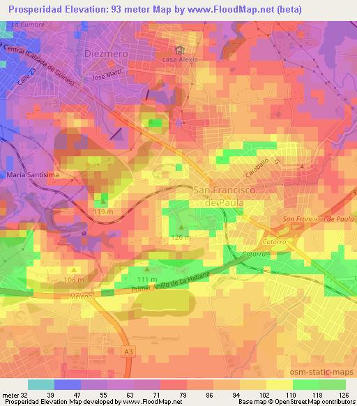 Prosperidad,Cuba Elevation Map