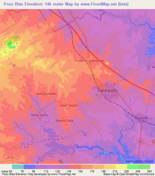 Pozo Blas,Cuba Elevation Map