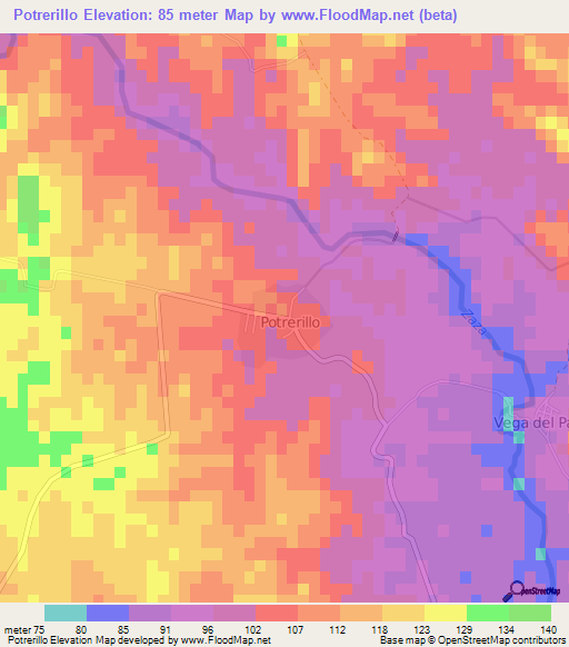 Potrerillo,Cuba Elevation Map
