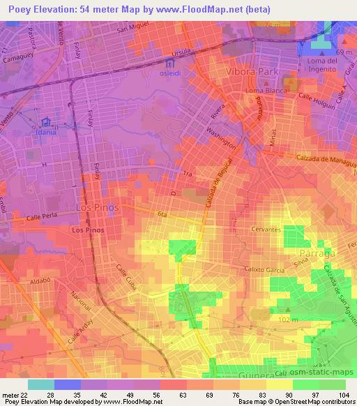 Poey,Cuba Elevation Map