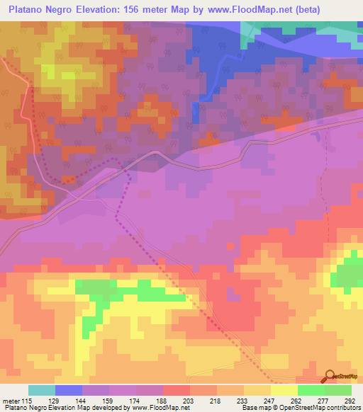 Platano Negro,Cuba Elevation Map