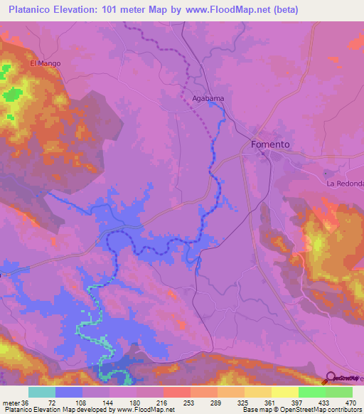 Platanico,Cuba Elevation Map