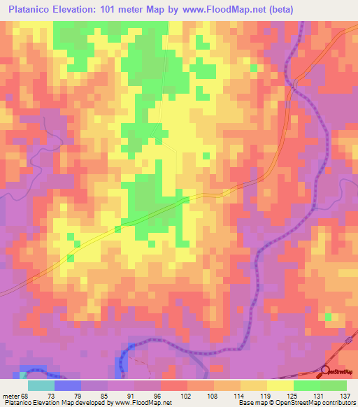 Platanico,Cuba Elevation Map