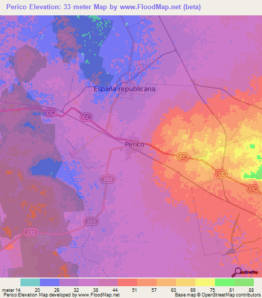 Perico,Cuba Elevation Map