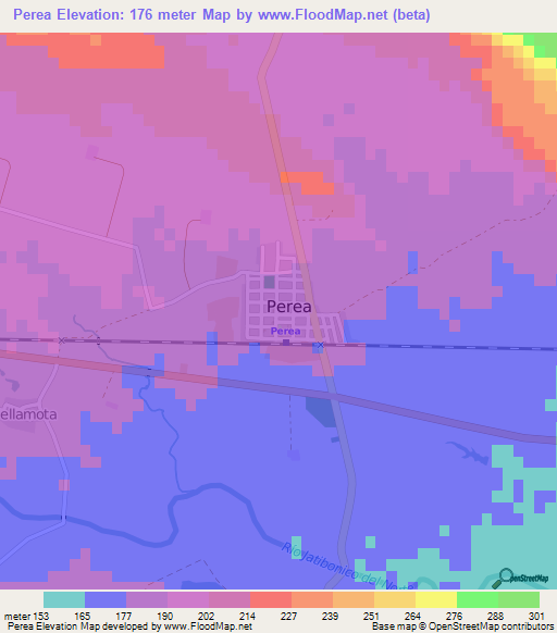 Perea,Cuba Elevation Map