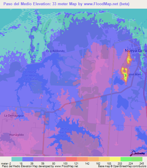 Paso del Medio,Cuba Elevation Map