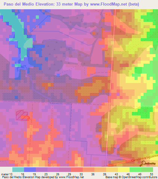 Paso del Medio,Cuba Elevation Map
