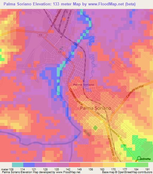 Palma Soriano,Cuba Elevation Map