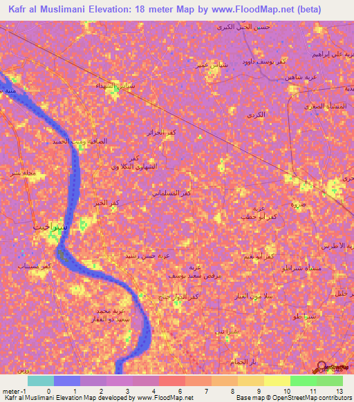 Kafr al Muslimani,Egypt Elevation Map