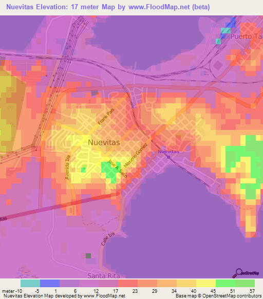 Nuevitas,Cuba Elevation Map
