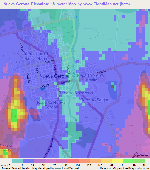 Nueva Gerona,Cuba Elevation Map