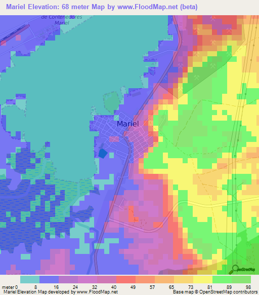 Mariel,Cuba Elevation Map