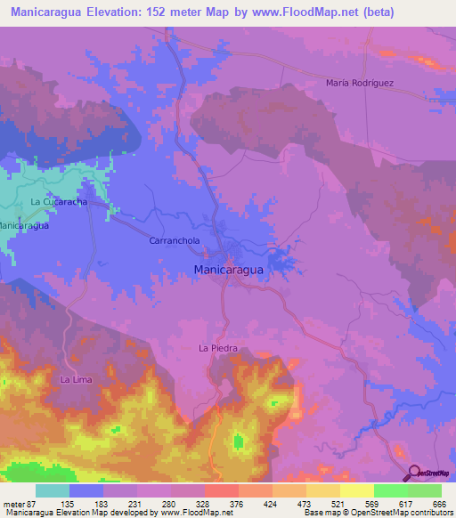 Manicaragua,Cuba Elevation Map