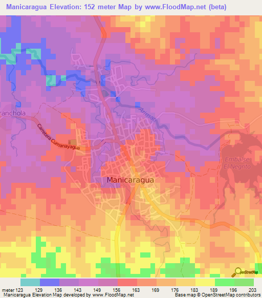 Manicaragua,Cuba Elevation Map