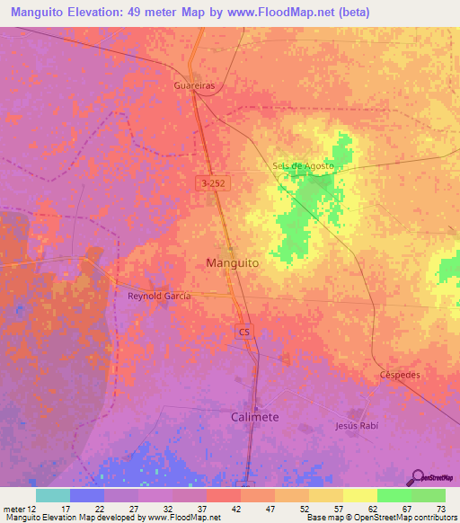 Manguito,Cuba Elevation Map